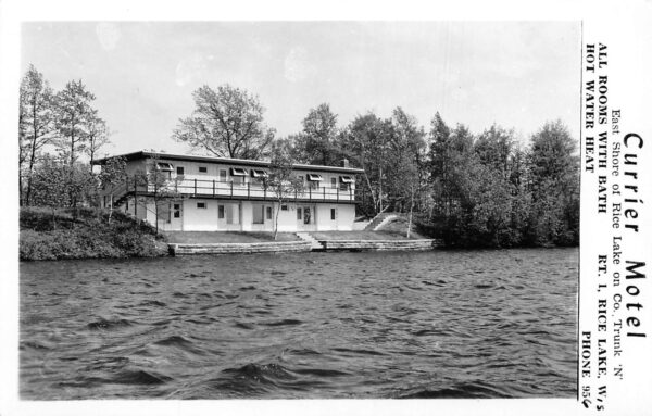 Rice Lake Wisconsin Currier Motel, Real Photo, Vintage Postcard U24287