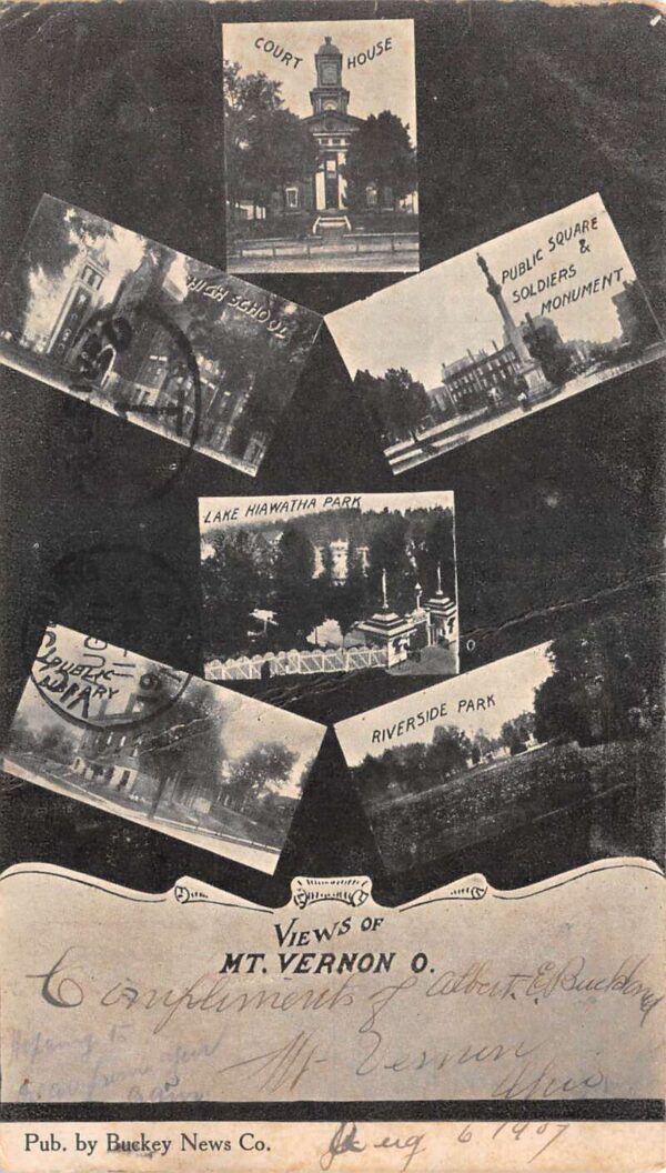 Mount Vernon Ohio Multiview School Court House Library Vintage Postcard AA102880