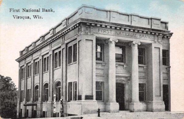 Wiroqua Wisconsin First National Bank Vintage Postcard AA102885
