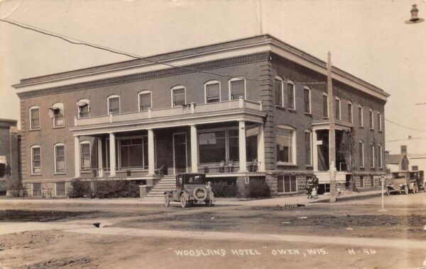Owen Wisconsin Woodland Hotel Real Photo Vintage Postcard AA102891