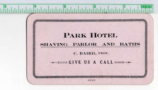 Winona Minnesota Park Hotel Shaving Parlor Barber Business Card AA102914