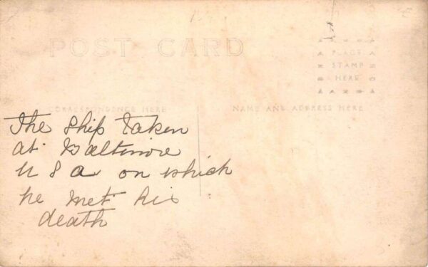 Baltimore Maryland Cargo Ship Lorca Real Photo Vintage Postcard AA102921 - Image 2