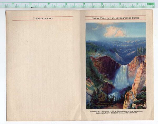 Yellowstone Park Great Falls Northern Pacific Railroad Greeting Card AA102945