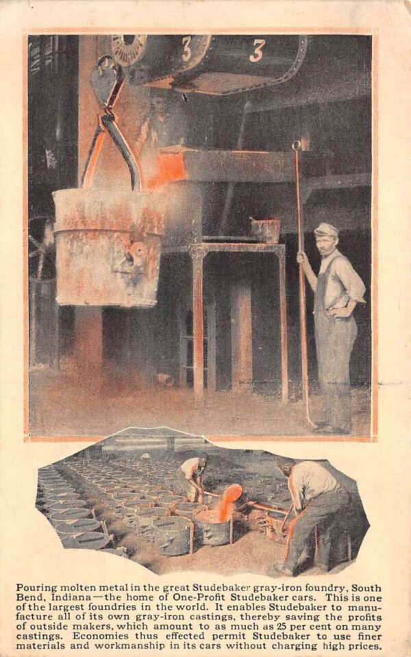 South Bend Indiana Studebaker Iron Foundry Vintage Postcard AA103050