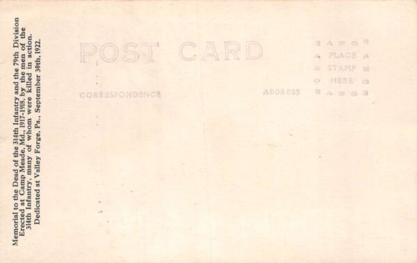 Camp Meade Maryland 314th Infantry Memorial Real Photo Vintage Postcard AA103051 - Image 2
