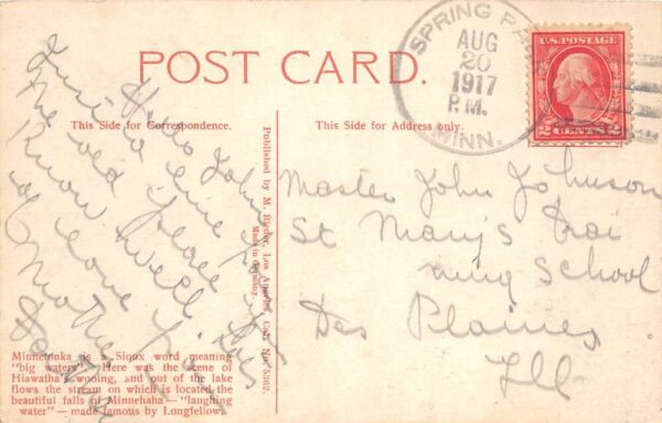 Spring Park Minnesota Hotel del Otero Tennis Court Vintage Postcard AA103215 - Image 2