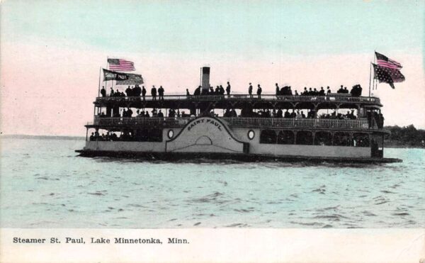 Lake Minnetonka Minnesota Steamer St Paul Vintage Postcard AA103228