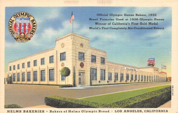Los Angeles California Helms Bakeries Olympics Vintage Postcard AA103231