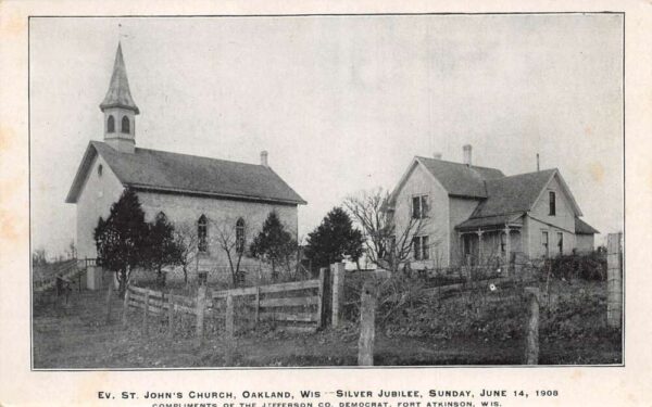 Oakland Wisconsin St Johns Church Vintage Postcard AA103235