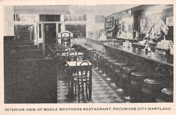 Pocomoke City Maryland Boole Brothers Restaurant Jukebox Postcard AA103424