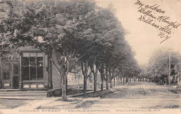 Williamsville New York Cayuga Street Wehrle's Corner Vintage Postcard AA103435