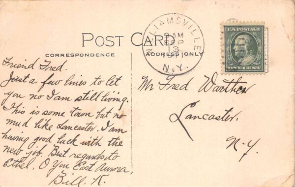 Williamsville New York Cayuga Street Wehrle's Corner Vintage Postcard AA103435 - Image 2