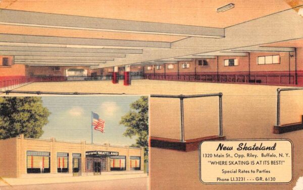 Buffalo New York New Skateland Roller Rink Vintage Postcard AA103438