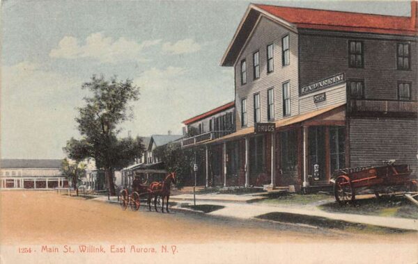 Willink East Aurora New York Main Street Drug Store Vintage Postcard AA103442