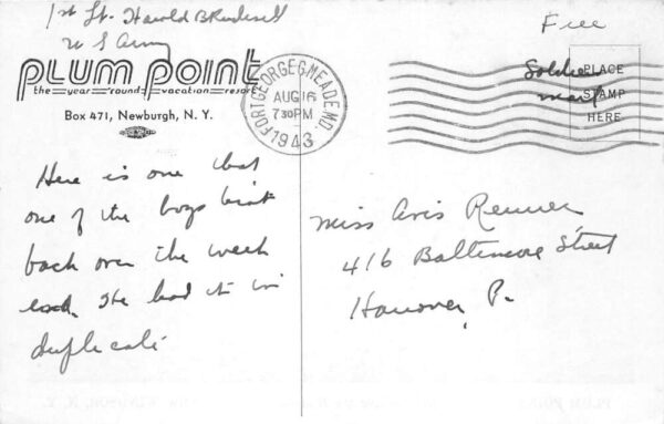 New Windsor New York Plum Point Vintage Postcard AA103481 - Image 2