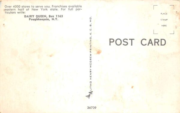 Poughkeepsie New York Dairy Queen Vintage Postcard AA103484 - Image 2