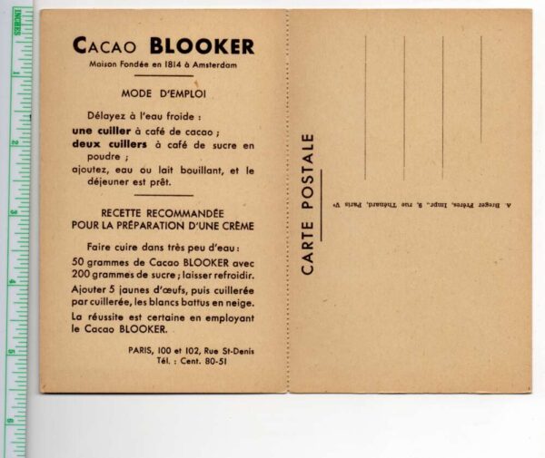 Cacao Blooker Chocolate Ad France Chateau de Grosbois Bi-Fold Postcard AA103495 - Image 2