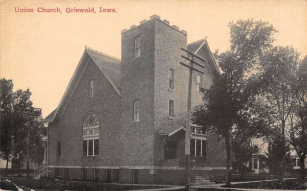 Griswold Iowa Union Church Vintage Postcard AA103497