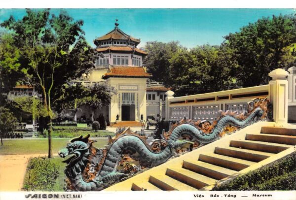 Saigon Vietnam Vien Bao Tang Museum Dragon Tinted Real Photo PC AA103506