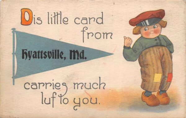 Hyattsville Maryland Greetings Dutch Boy Vintage Postcard AA103508