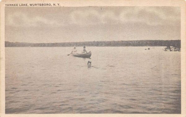 Wurstboro New York Yankee Lake Canoeing Swimming Postcard AA103532