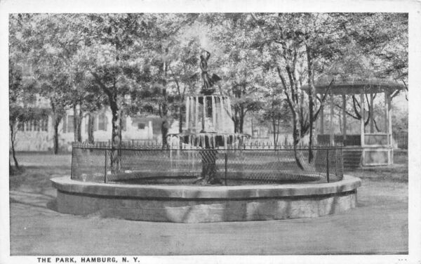 Hamburg New York The Park Fountain Scenic View Postcard AA103536