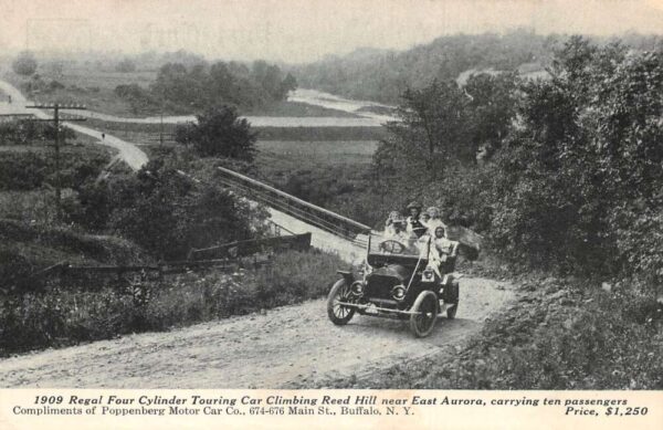 East Aurora New York 1909 Regal Touring Car on Reed Hill Postcard AA103581