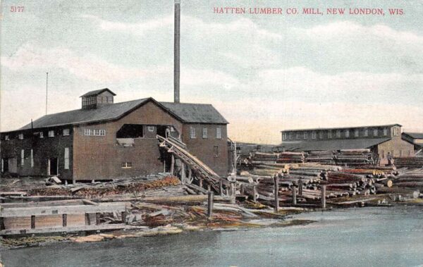 New London Wisconsin Hatten Lumber Co Logging Vintage Postcard AA103584
