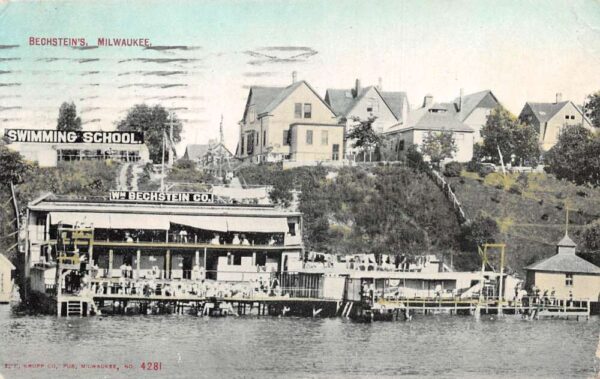 Milwaukee Wisconsin Bechstein's Co Swimming School Vintage Postcard AA103586