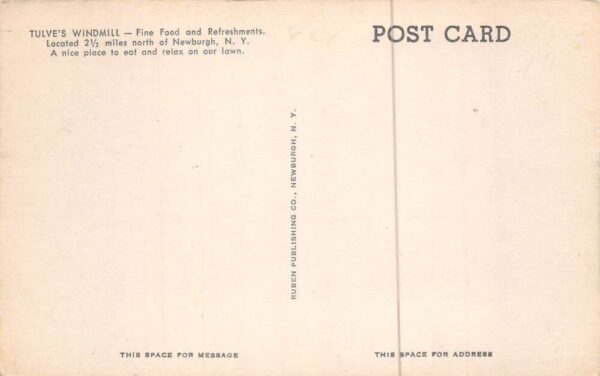 Balmville New York Tulve's Windmill Mayfair Ice Cream Vintage Postcard AA103589 - Image 2