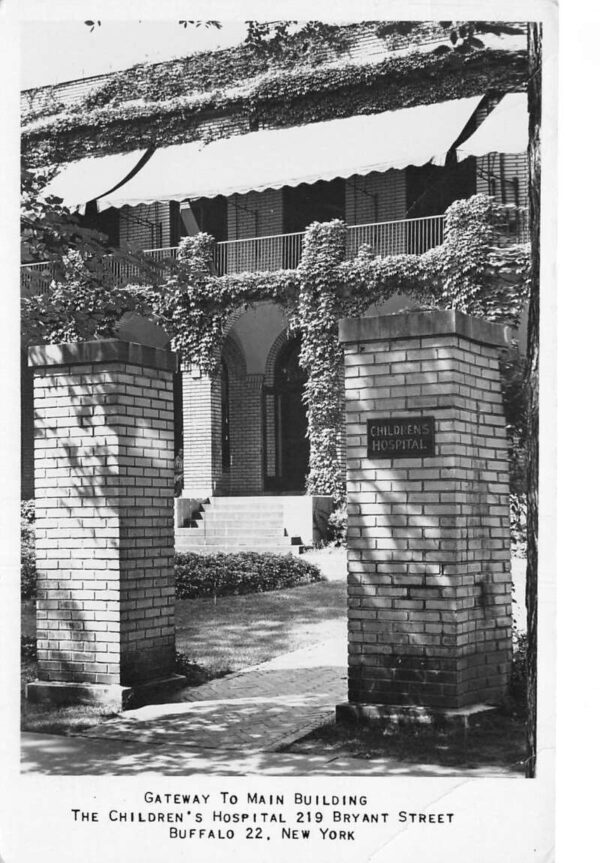 Buffalo New York Childrens Hospital Entrance Real Photo Postcard AA103591