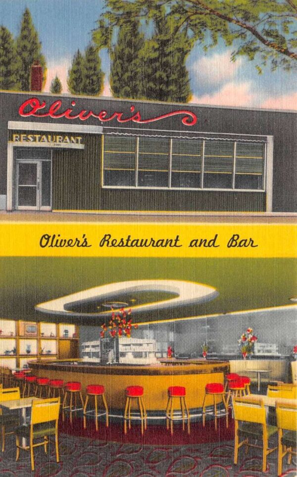 Buffalo New York Oliver's Restaurant and Bar Linen Vintage Postcard AA103609