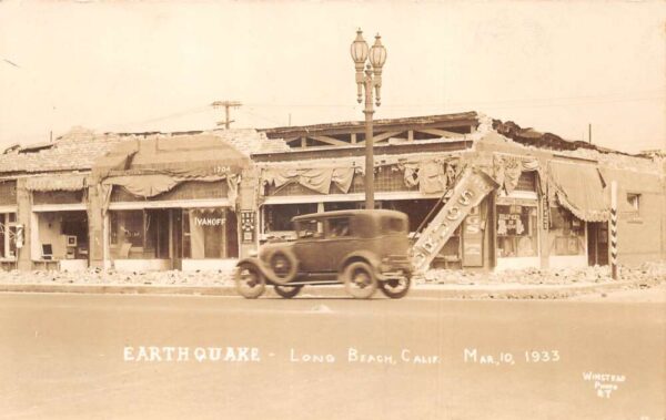 Long Beach California Earthquake Disaster Car by Ruins Real Photo PC AA103631