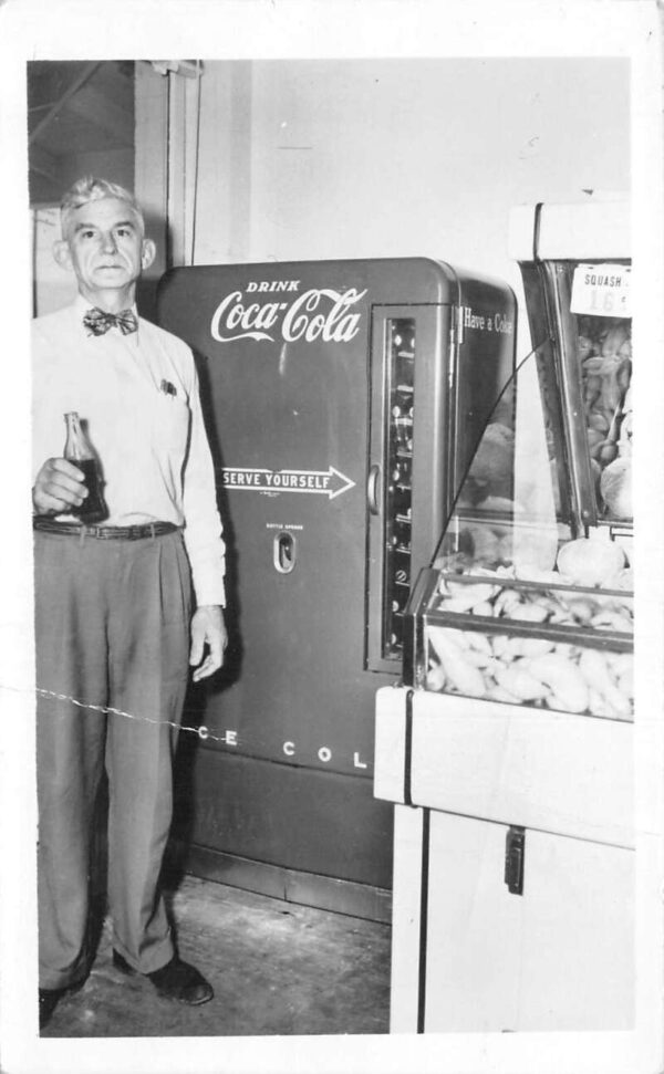 Cuero Texas Grocery Store Coke Vending Machine Real Photo Postcard AA103648