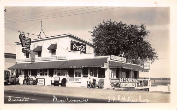 Lanoraie Quebec Canada Plage Lanoraie Coke Sign Real Photo Postcard AA103651