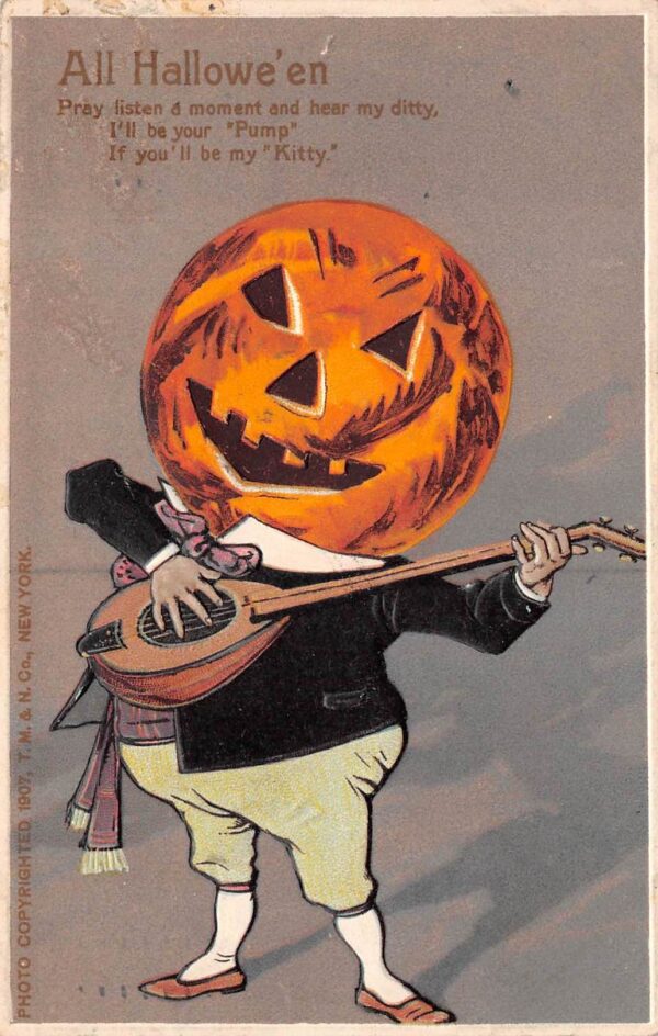Halloween, "All Hallowe'en" Greetings, Jack-O-Lantern Head Man, PC U24350