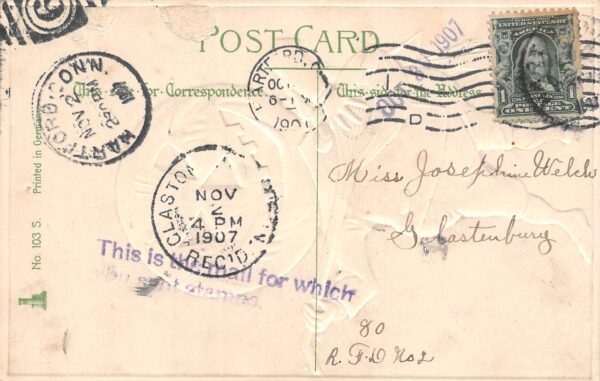 Halloween, "All Hallowe'en" Greetings, Jack-O-Lantern Head Man, PC U24350 - Image 2