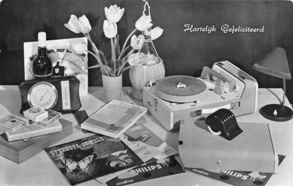 Dutch Greetings Record Player Cigarette Boxes Wine Real Photo Postcard AA103671