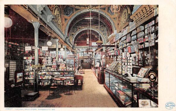 Kansas City Missouri The Owl Drug Store Interior Detroit Postcard AA103672