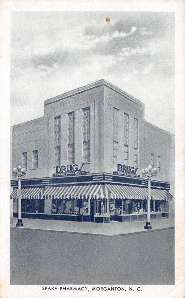 Morganton North Carolina Spake Pharmacy Drug Store Vintage Postcard AA103677