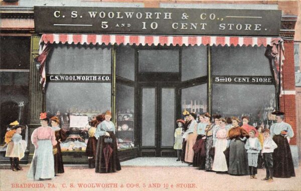 Bradford Pennsylvania CS Woolworth Store Exterior and Women Postcard AA103679