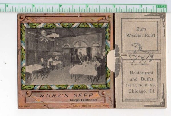 Chicago Illinois Wurz'n Sepp German Restaurant Fold Out Pop Up PC AA103680