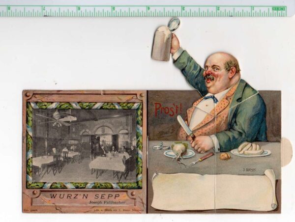 Chicago Illinois Wurz'n Sepp German Restaurant Fold Out Pop Up PC AA103680 - Image 3