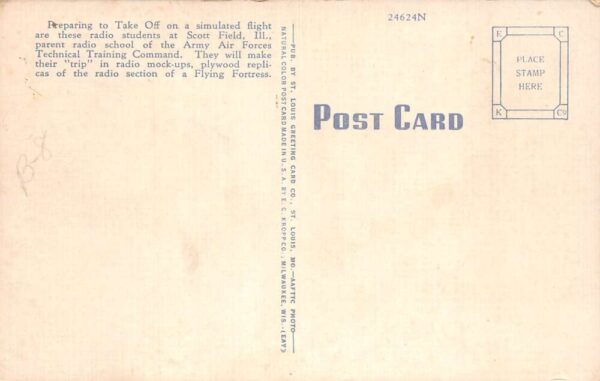 Scott Field Illinois Pilot Simulated Flights Military Vintage Postcard AA103687 - Image 2
