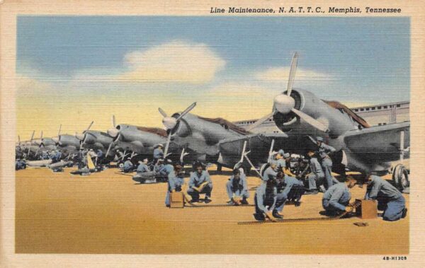 Memphis Tennessee NATTC Airplane Maintenance Military Vintage Postcard AA103691