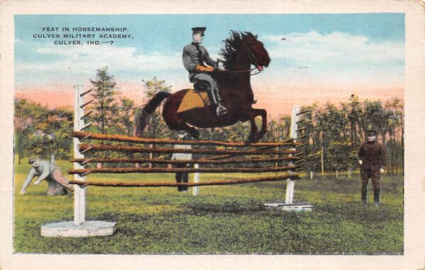 Culver Indiana Military Academy Equestrian Sport Jumping Postcard AA103696