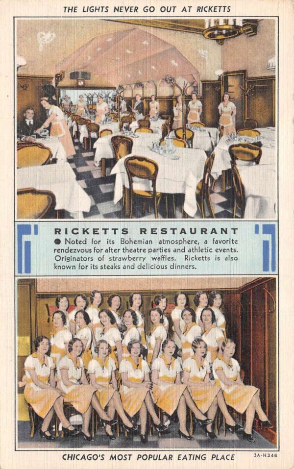 Chicago Illinois Ricketts Restaurant Dining Room and Waitresses PC AA103703