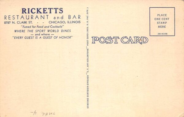 Chicago Illinois Ricketts Restaurant Interior Vintage Postcard AA103705 - Image 2