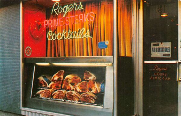 Chicago Illinois Rogers Steaks and Cocktails Vintage Postcard AA103706
