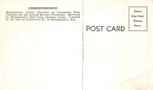 Montgomery Alabama Red Cross Canteen Vintage Postcard AA103711 - Image 2